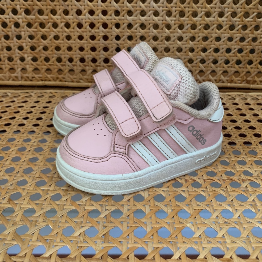 Baby Girls Pink Adidas Sneakers Velcro 4 4K